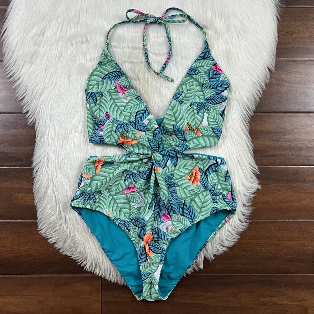 Mara Hoffman Womens Size S / M Leaf Floral Print One Piece Swim Suit Rev…